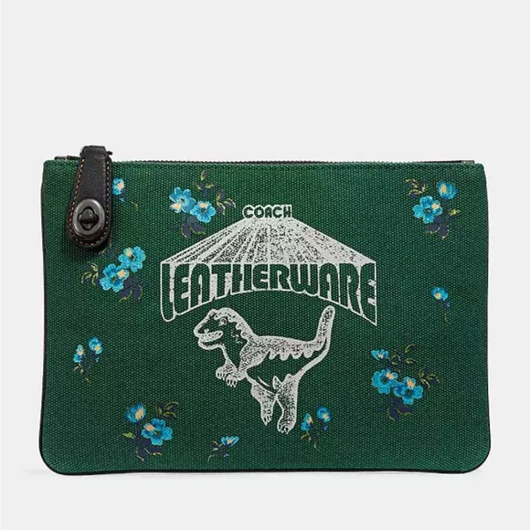 Coach Monogram Canvas Pouch with Leather Accents - Picture 1 of 7